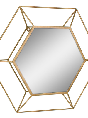 23.7" X 20.7" Metal Hexagon Decorative Wall Mirror - Stonebriar Collection