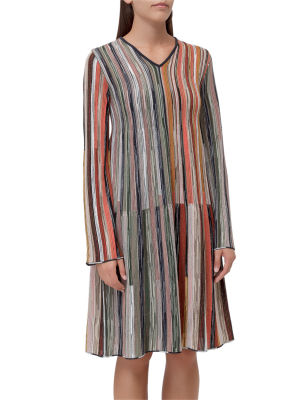 M Missoni Striped Long-sleeve Dress