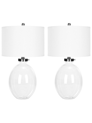 Set Of 2 Neville Glass Table Lamp (includes Led Light Bulb) Clear - Safavieh