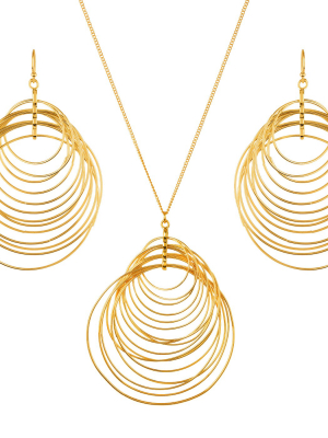 West Coast Jewelry Crescent Necklace And Earring Jewelry Set - Gold