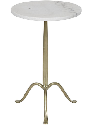 Noir Cosmopolitan White Stone Side Table - Antique Brass