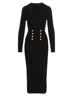 Balmain V-neck Midi Dress