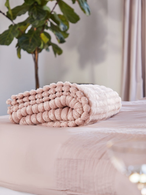 Blush Oversized Waffle Throw