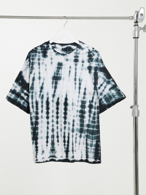 Asos Design Oversized T-shirt In Bleached Mono Tie-dye