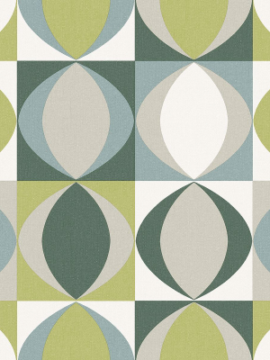 Archer Linen Geometric Wallpaper In Green From The Bluebell Collection By Brewster Home Fashions