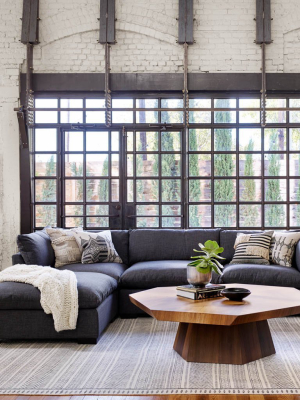 Westwood Sectional Sofa & Ottoman - Bennett Charcoal