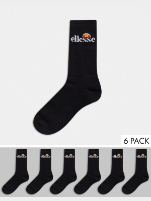 Ellesse 6 Pack Logo Sport Socks In Black