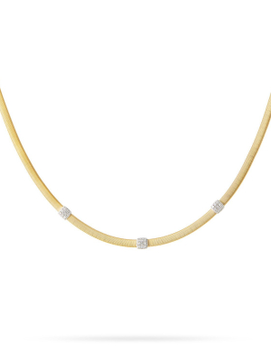 Marco Bicego® Masai Collection 18k Yellow Gold And Diamond Three Station Necklace