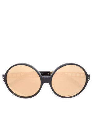 Oversized Round Sunglasses (lfl451c2sun Black/yellow Gold)