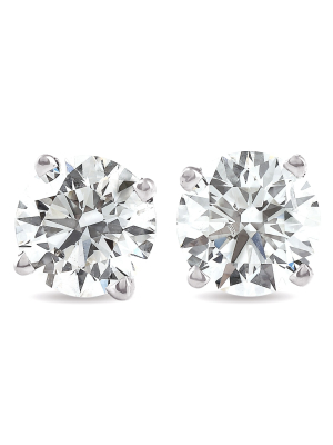 Pompeii3 1.50ct Round Brilliant Cut Natural Diamond Stud Earrings In 14k Gold Basket Setting