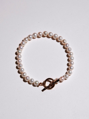 Fob Pearl Anklet | Sterling Silver