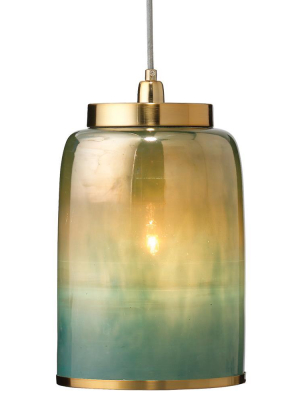 Jamie Young Medium Vapor Pendant In Aqua Metallic Glass