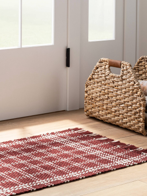 2'1"x3'2" Indoor/outdoor Scatter Check Rug Rust - Threshold™ Designed By Studio Mcgee