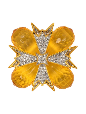 Topaz And Crystal Cross Pin