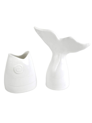 Vietri Acquatico Large Fish Head & Tail Set - White