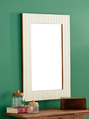 24" X 36" Contemporary Bone Rectangular Wall Mirror White - Olivia & May