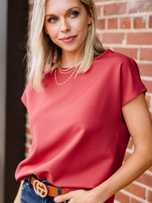 Hello Beautiful Marsala Red Cap Sleeve Top