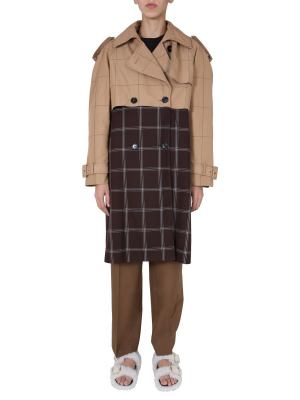 Marni Two-tone Check Double Breasted Trench Coat