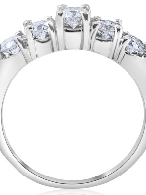 Pompeii3 1 Ct 5-stone Graduated Diamond Ring 14k White Gold