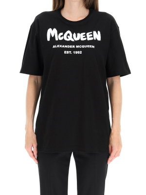 Alexander Mcqueen Graffiti Logo Print T-shirt