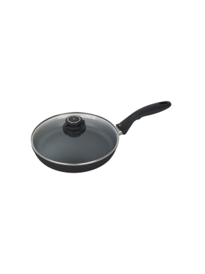 Swiss Diamond Versatile Nonstick Frying Pan Cooking Skillet With Heat Tempered Glass Lid Cover, 9.5 Inch Diameter, Black