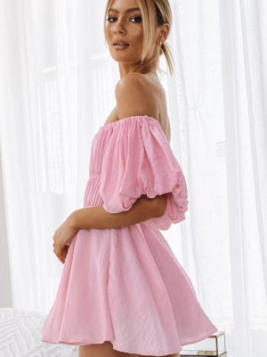 Paradise Puff Sleeve Dress Pink