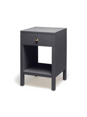 Maris Single Nightstand Dark Navy Faux Belgian Linen