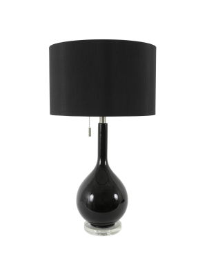 29.5" Glass And Crystal Reagan Table Lamp Black - Decor Therapy