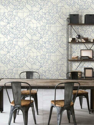 Prism Schematics Peel & Stick Wallpaper In Cobalt And Silver By York Wallcoverings