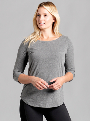 Brenda Boat Neck Top Dark Grey