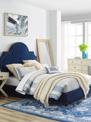 Patrick Velvet Platform Bed Navy