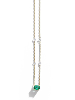 Oval Cut Emerald & Diamond Necklace