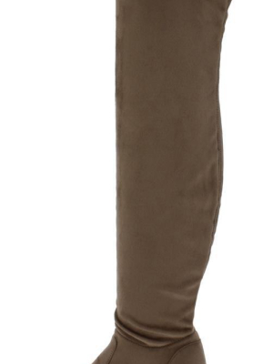 Jennings010k Taupe Over The Knee Hidden Wedge Boot