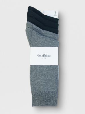 Men's Flat Knit Dress Socks 5pk - Goodfellow & Co™ Black/gray 10-13