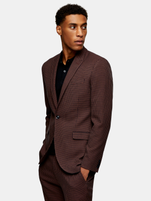 2 Piece Brown Skinny Fit Suit With Peak Lapels