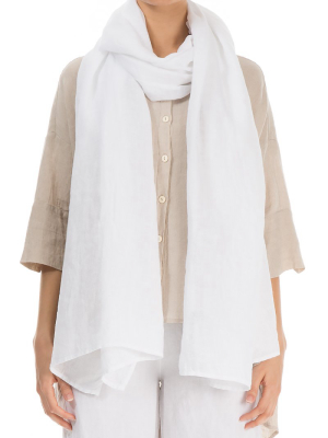 White Soft Gauze Linen Scarf