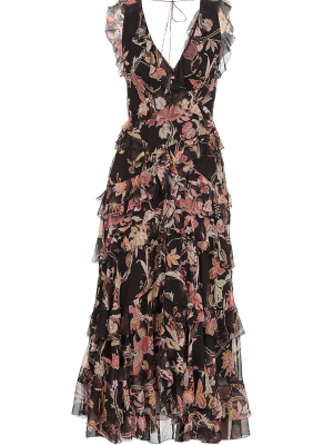 Zimmermann Floral Print Tiered Dress