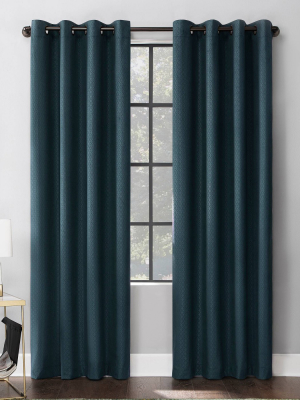 Mateo Embossed Geometric Total Blackout Grommet Curtain Panel - Scott Living