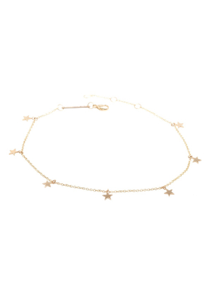 14k Itty Bitty 7 Dangling Stars Anklet