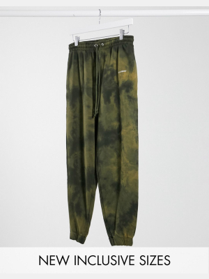 Collusion Unisex Oversized Sweatpants In Khaki Tie Dye