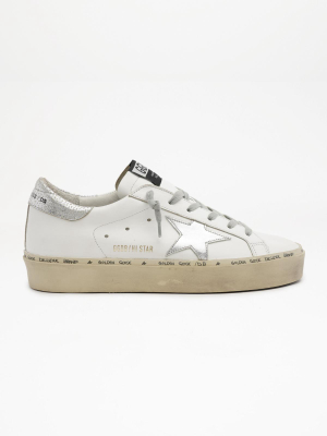 Hi Star Sneakers - White Leather & Silver Star