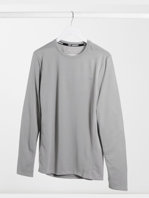 Asos 4505 Icon Training Long Sleeve T-shirt With Quick Dry In Gray