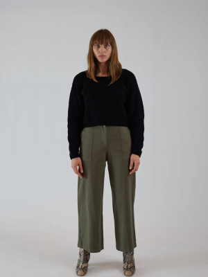 Cargo Trouser Olive Herringbone