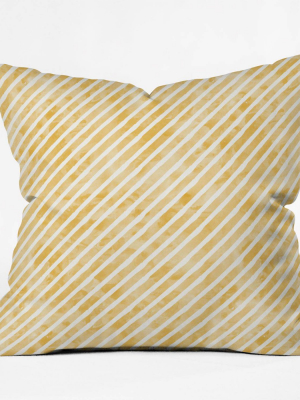 18"x18" Little Arrow Design Co Watercolor Stripes Diagonal Square Throw Pillow Gold - Deny Designs