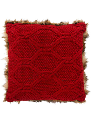 Lucina Faux Fur Pillow Brown/red