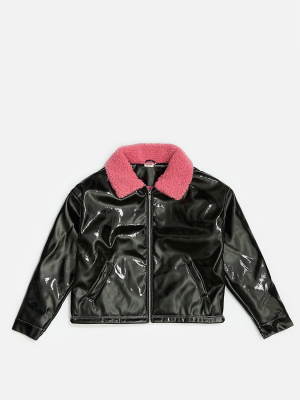 **barbie X Skinnydip Logo Vinyl Bomber Jacket