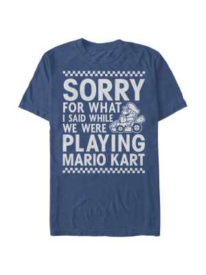 Men's Nintendo Sorry For What I Said Playing Mario Kart T-shirt