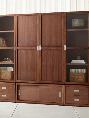 Aspect Walnut 7-piece Wood And Glass Door Storage Unit