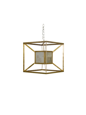 Maxwell Gold Leafed Iron Box Chandelier Pendant