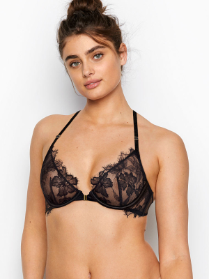 Luxe Lingerie Unlined Lace Front Close Demi Bra In Lace
